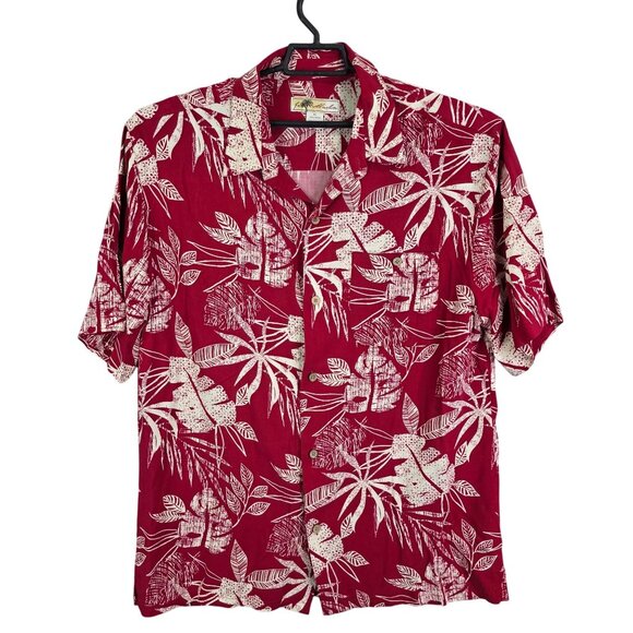 Mens Joe Marlin Red & White Floral Hawaiian Shirt Button Down Short Sleeve XL - Picture 1 of 7